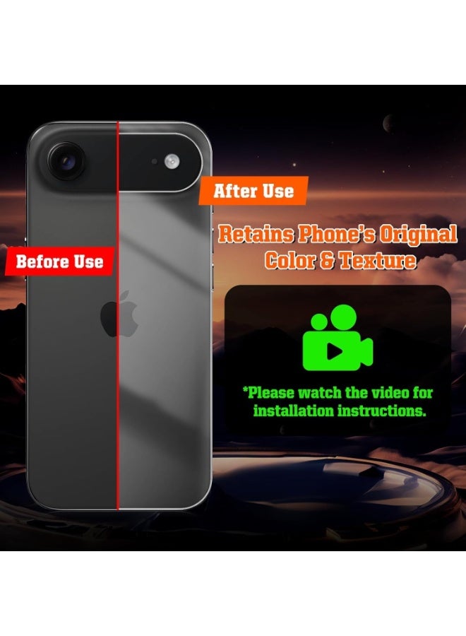 موز 2 Pack Full Cover Back Screen Protector for iPhone 17 Pro Max/17 Pro/17 Air/17, Soft Hydrogel Film, HD Clear Protective Film Back &Side (iPhone 17) - Image 2